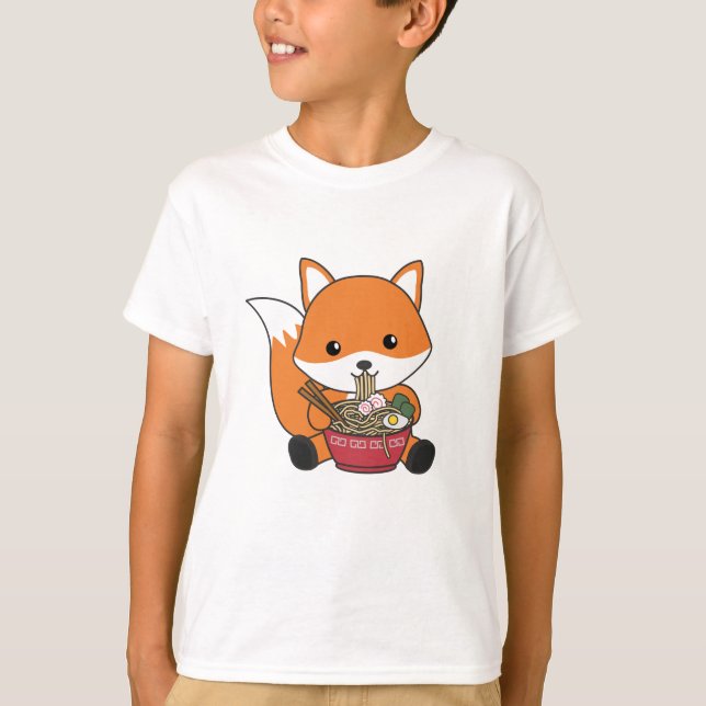 T-shirt Fox Propulsé Par Ramen Cute Kawaii Foxes (Devant)