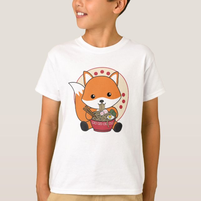 T-shirt Fox Propulsé Par Ramen Cute Kawaii Foxes (Devant)
