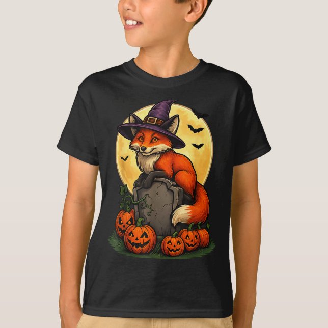 T-shirt Fox Pumpkin Halloween Tees For Men Women Girls Cos (Devant)