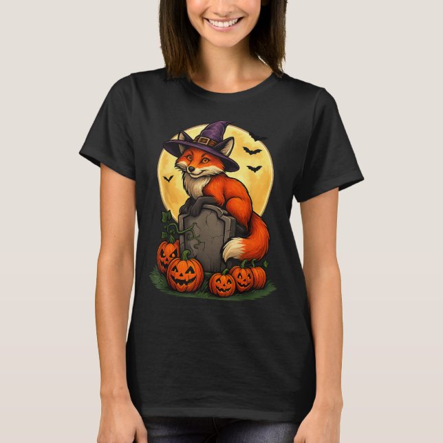 T-shirt Fox Pumpkin Halloween Tees For Men Women Girls Cos (Devant)
