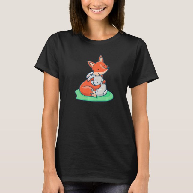 T-shirt Fox Rabbit Bonne nuit Animaux Pajamas Dormir (Devant)