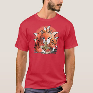 T-shirt Fox Ramen Chemise Japonaise nouilles mignonnes Kaw