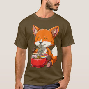 T-shirt Fox Ramen nouilles japonaises mignonne Kawaii Anim