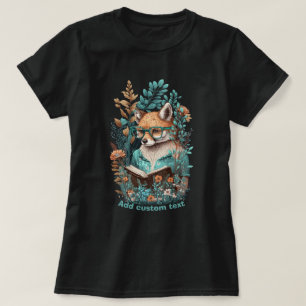 T-shirt Fox Reading Book, fleur sauvage, Fox Lover