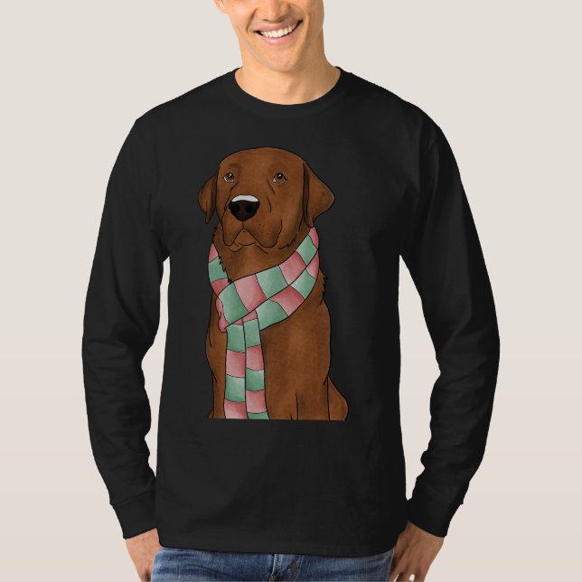 T-shirt Fox Red Lab avec Écharpe de Noël (Devant)
