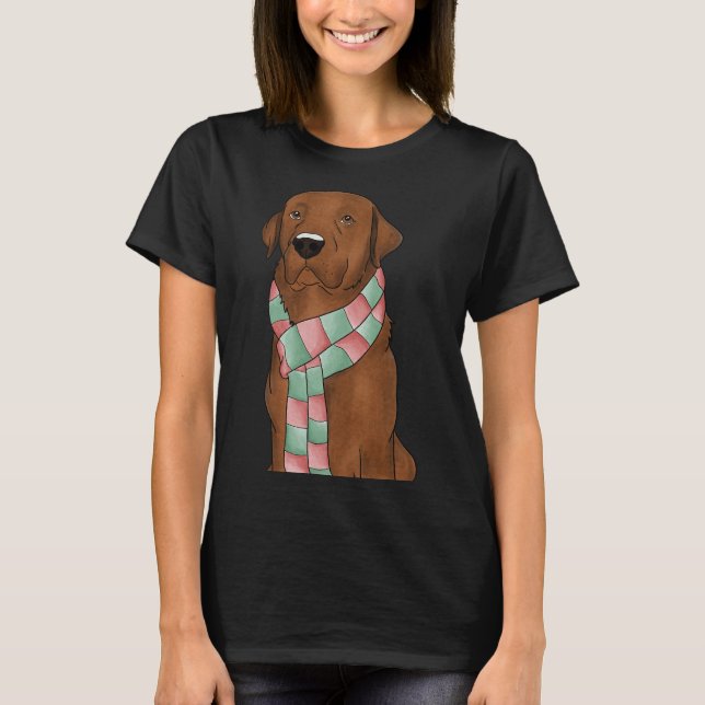 T-shirt Fox Red Lab avec Écharpe de Noël (Devant)