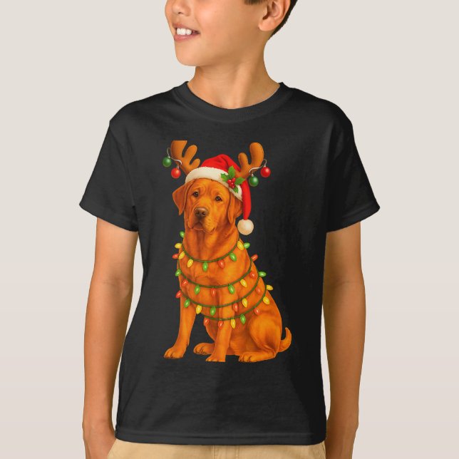 T-shirt Fox Red Lab Christmas Tree Light Pajama Labrador D (Devant)