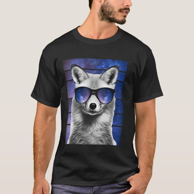 T-shirt Fox Space Glasses Galaxy Lunettes de soleil mème (Devant)