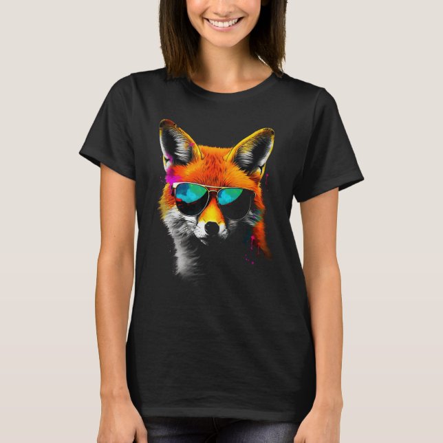 T-shirt Fox Sunglasses  Animal Fox 1 (Devant)