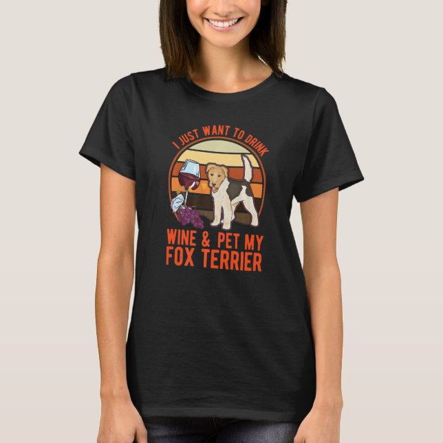 T-shirt Fox Terrier And Wine Wire Fox Terrier (Devant)