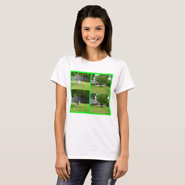 T-shirt Fox Terrier, Photo Collage, Ladies_White_T-shirt (Devant entier)