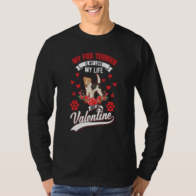 T-shirt Fox Terrier Valentine's Day Wire Fox Terrier (Devant)