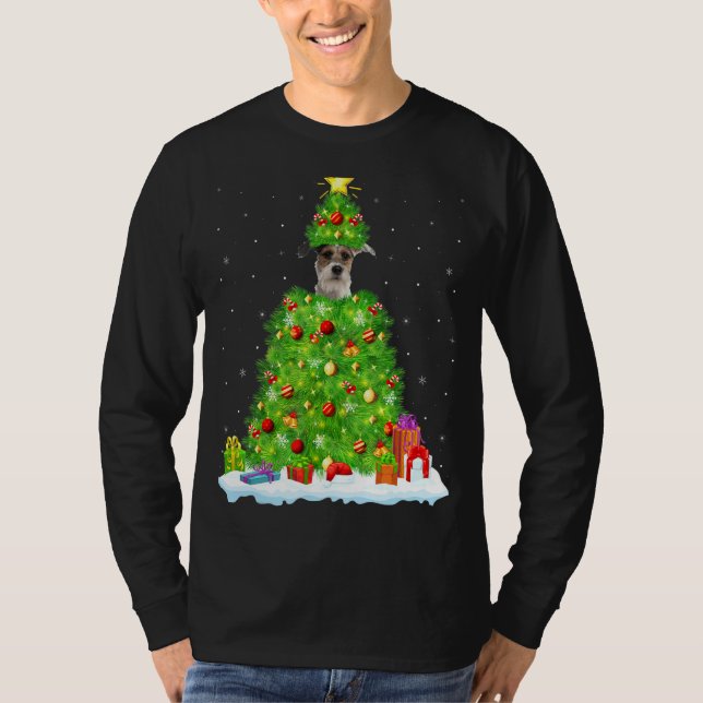 T-shirt Fox Terrier Xmas Lighting Tree Drôle Fox Terrier C (Devant)