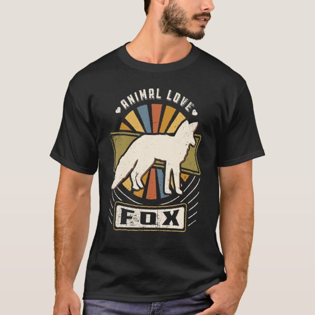 T-shirt Fox Vintage Classic Retro Animal (Devant)