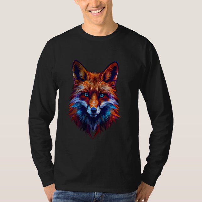 T-shirt fox yeux bleus polygon renards géométriques poly a (Devant)