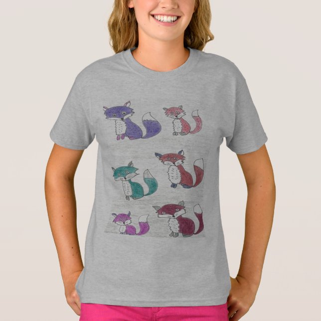 T-shirt Foxes funky Motif (Devant)