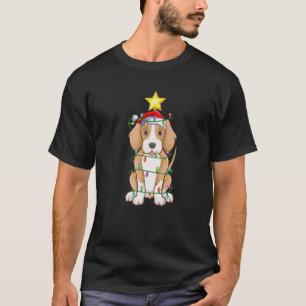 T-shirt Foxhound Chien Xmas Éclairage Arbre correspondant 