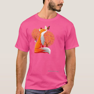 T-shirt Foxine Nature Automne Avec Renard Et Papillons