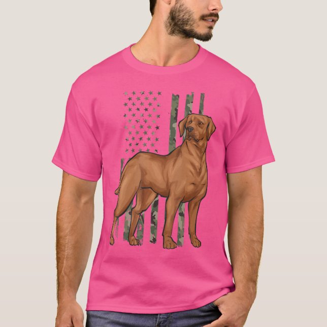T-shirt Foxred Lab American Flag Fox Red Labrador Retrieve (Devant)