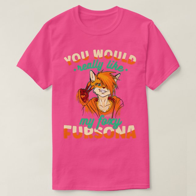 T-shirt Foxy Fersona Fox Avec Jote Furry Fersona Fabriqué  (Design devant)