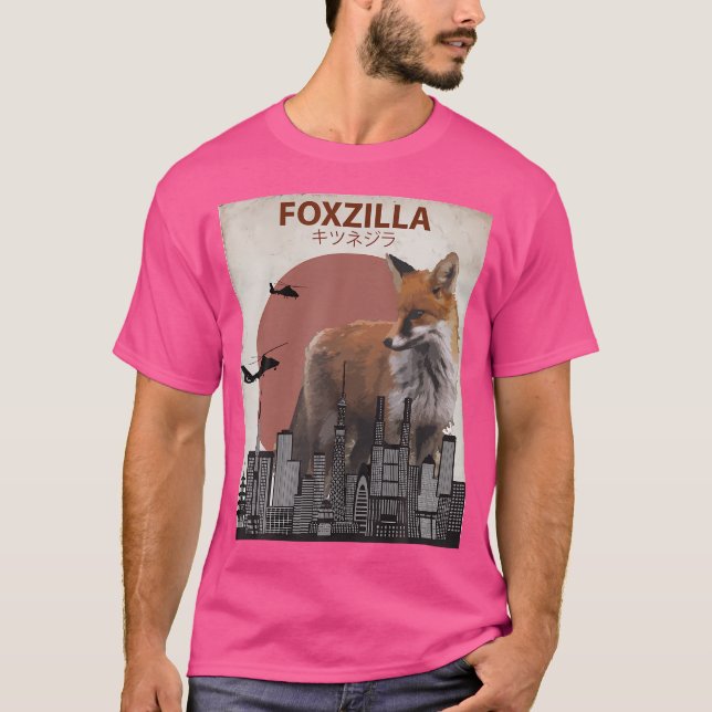 T-shirt Foxzilla Funny Japonais Fox mignonne Fox amoureux (Devant)