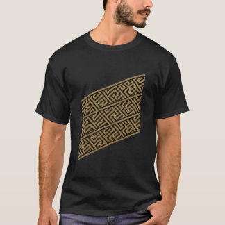 T-shirt Fractal Layers of Life – Gold Geometric Diagonal