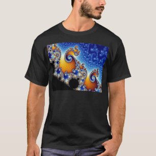 T-shirt Fractale en spirale bleue de Mandelbrot double