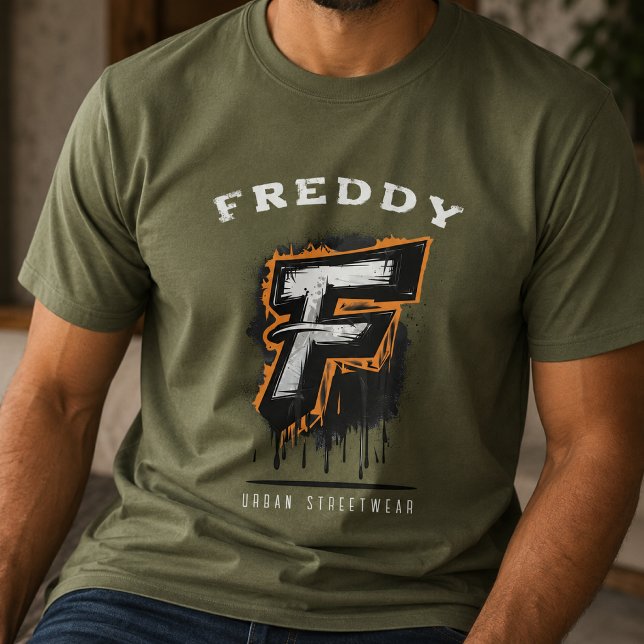 T-shirt  Fraîchement sur le mur : Monogramme de graffiti g (Créateur téléchargé)