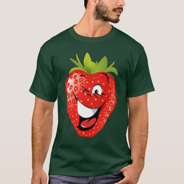 T-shirt fraise animated heureuse drôle (Devant)