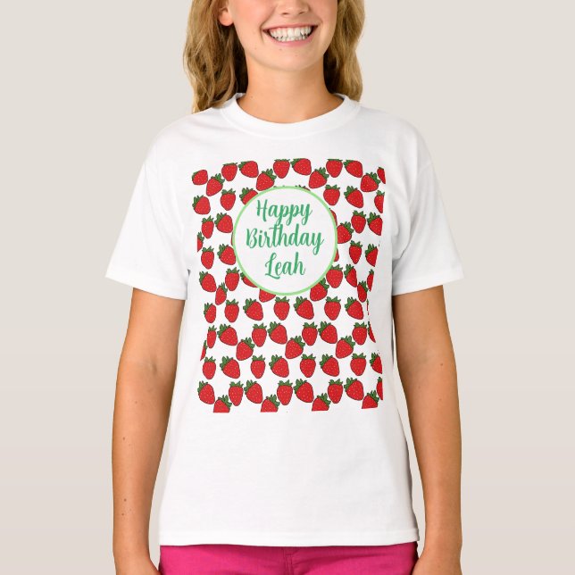 T-shirt Fraise Anniversaire Thème de fête (Devant)