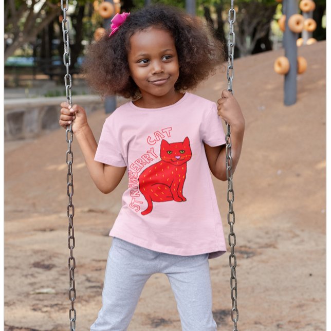 T-Shirt Fraise chat enfants chats roses mignonette chic (Créateur téléchargé)
