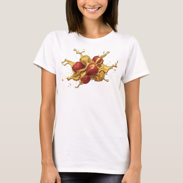 T-shirt Fraise de Printemps Abstrait Orange Impression Cré (Devant)