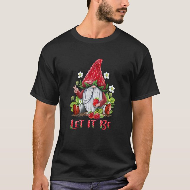T-shirt Fraise Gnome Fruit rétro hippie gnome paix (Devant)