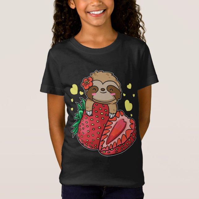 T-Shirt Fraise Kawaii Fruit Fruit Cute Strawbera (Devant)