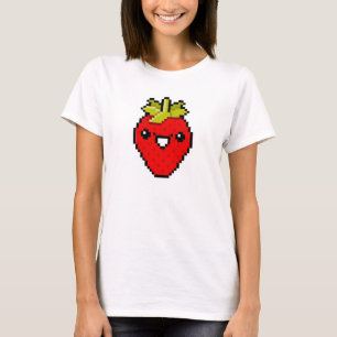 T-shirt Fraise mignonne d'art de pixel