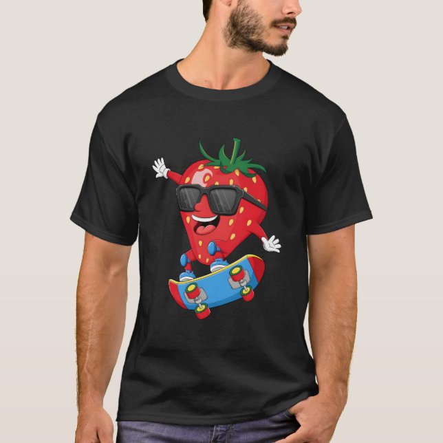 T-shirt Fraise planche à roulettes S (Devant)