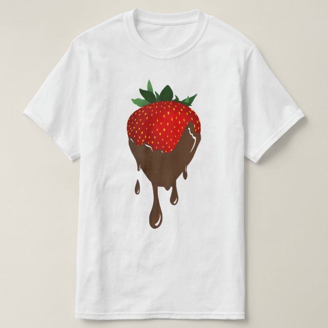 T-shirt fraise recouverte de chocolat (Design devant)