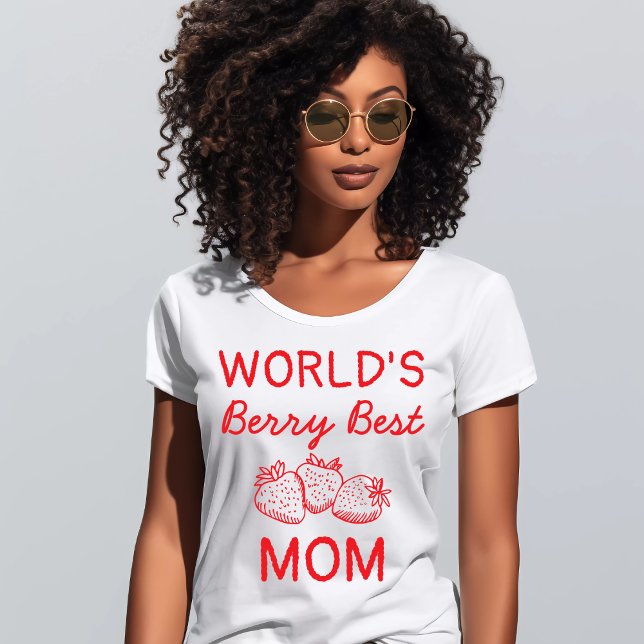 T-shirt Fraise rouge dessinée à la main Meilleure maman Fê (Créateur téléchargé)