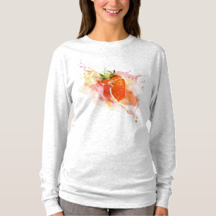 T-shirt Fraise Splash ! Aquarelle