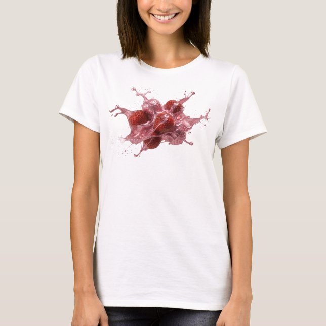 T-shirt Fraises Abstraites Rose Attrayantes (Devant)