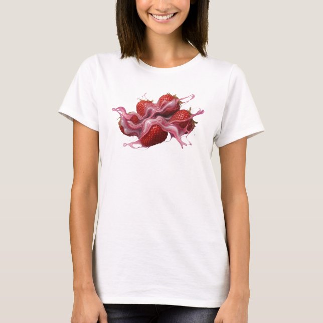 T-shirt Fraises Abstraites Rouges Attrayantes (Devant)