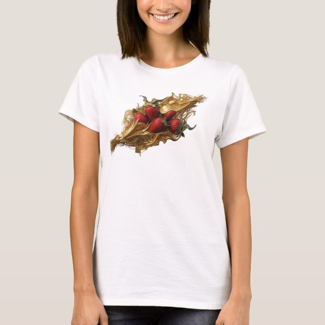 T-shirt Fraises Abstraites Rouges Captivantes (Devant)