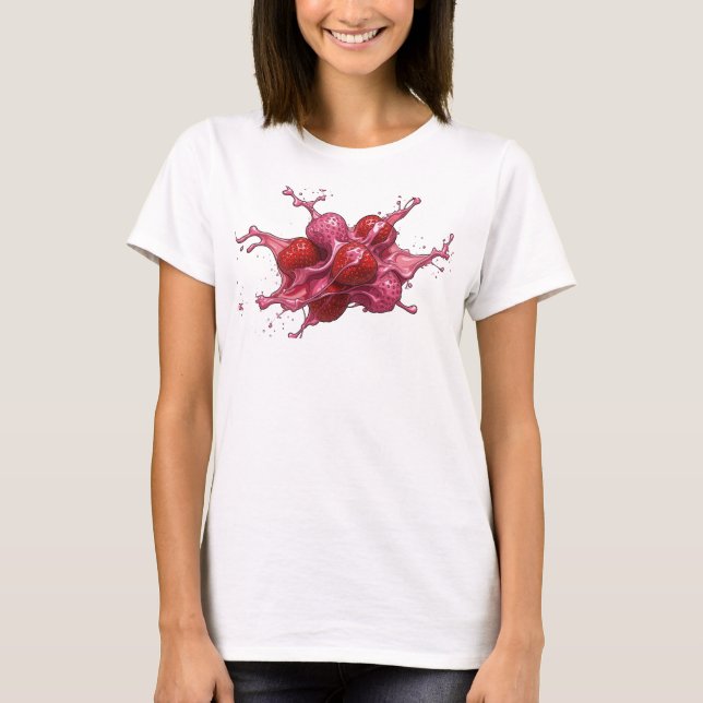 T-shirt Fraises Abstraites Rouges Créatives (Devant)