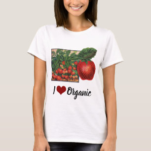 T-shirt Fraises anciennes, plants de fraisiers dans une fe