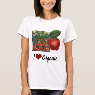 T-shirt Fraises anciennes, plants de fraisiers dans une fe