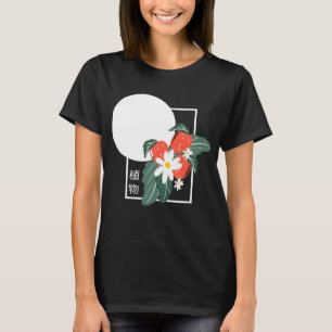 T-shirt Fraises Florales Botaniques Japonaises d'Été 