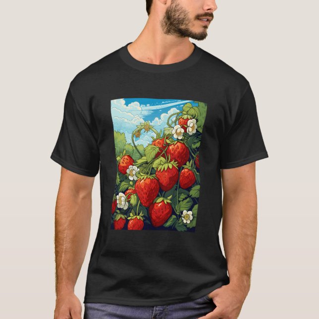 T-shirt Fraises Fraise Motif Fraise Plantes Fr (Devant)