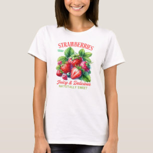 T-shirt Fraises Juteuses & Délicieuses Art de Fruit Vintag