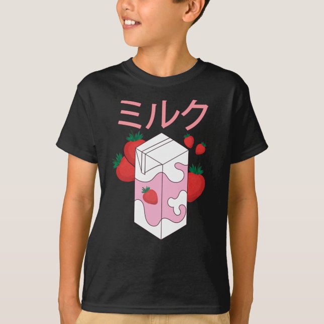 T-shirt Fraises Lait Anime Mercier Fraises Japon (Devant)