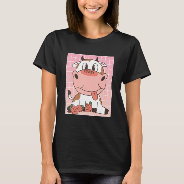 T-shirt Fraises Mangeuses De Vache Cute (Devant)
